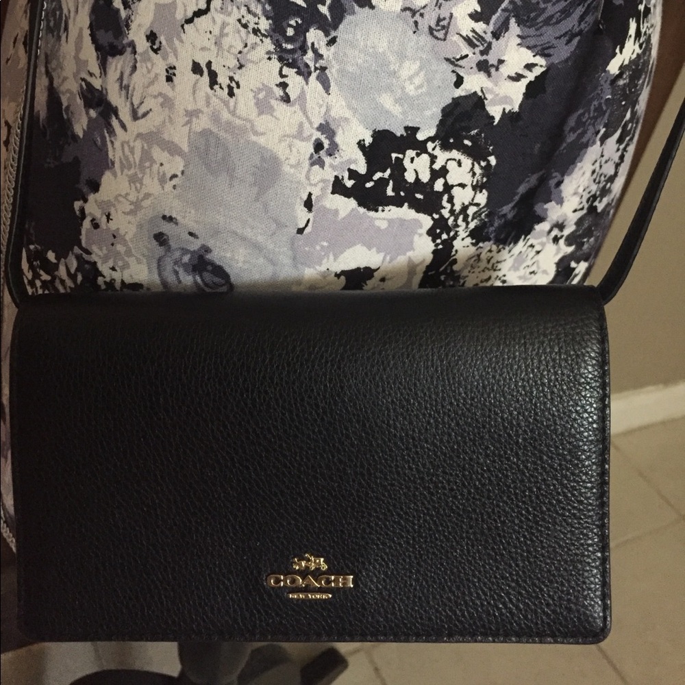 Coach black leather crossbody